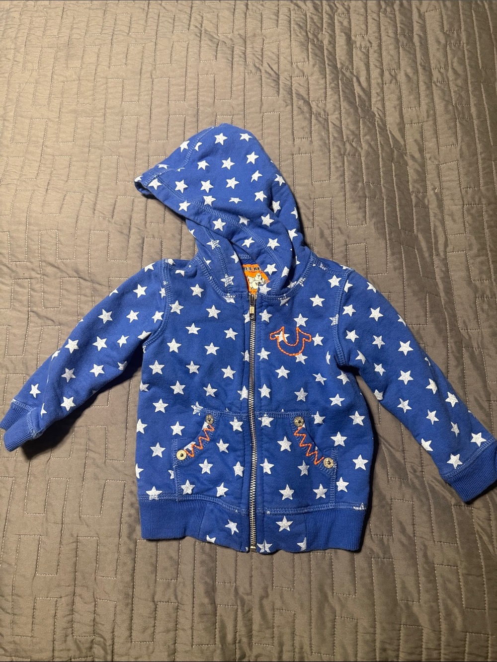 True Religion Kids Blue Star Hoodie with Embroidered Logo
